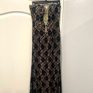 Black lace with sequin formal dress